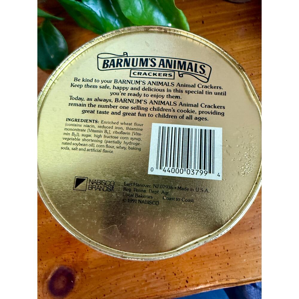 Vintage Barnum’s Animals Cracker Tin w Handle 1991 Nabisco Circus Cookie Tin - Picture 6 of 9